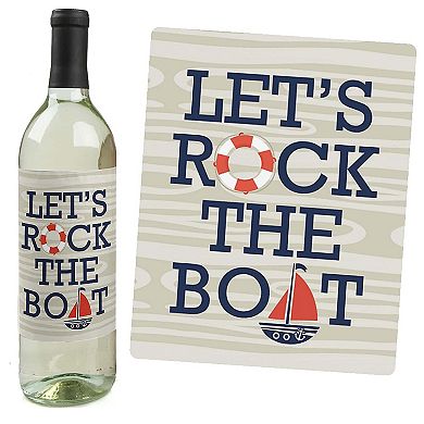 Big Dot Of Happiness Ahoy - Nautical - Party Decor - Wine Bottle Label Stickers - 4 Ct