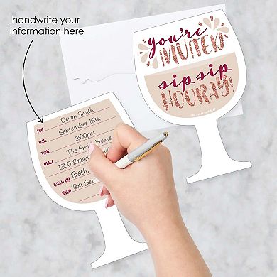 Big Dot Of Happiness But First, Wine - Shaped Fill-in Invitations With Envelopes - 12 Ct