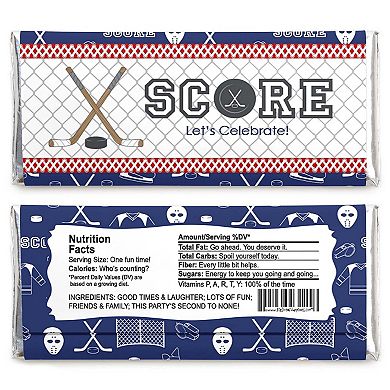 Big Dot Of Happiness Shoots And Scores - Hockey - Candy Bar Wrappers Party Favors - 24 Ct