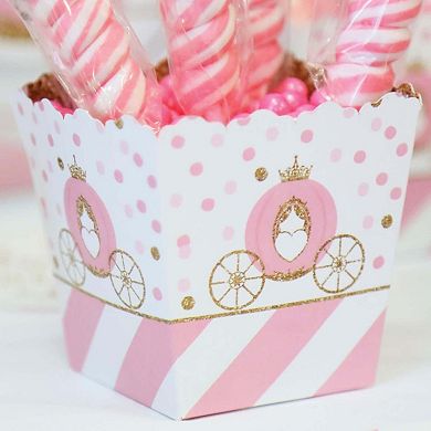 Big Dot Of Happiness Little Princess Crown - Mini Favor Boxes - Party Treat Candy Boxes 12 Ct