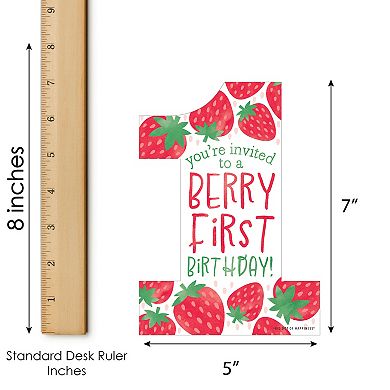 Big Dot Of Happiness Berry 1st Strawberry Birthday Invitation Cards & Envelopes 12 Ct