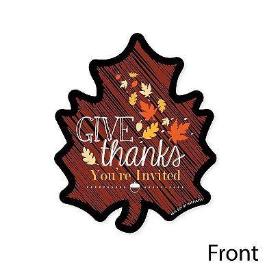 Big Dot Of Happiness Give Thanks - Shaped Thanksgiving Fill-in Invitations & Envelopes 12 Ct