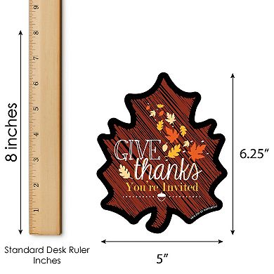 Big Dot Of Happiness Give Thanks - Shaped Thanksgiving Fill-in Invitations & Envelopes 12 Ct