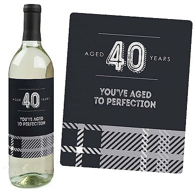 Big Dot Of Happiness 40th Milestone Birthday Party Gift - Wine Bottle Label Stickers 4 Ct