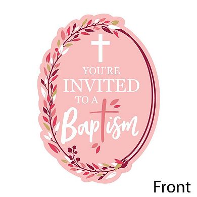 Big Dot Of Happiness Baptism Pink Elegant Cross Shaped Fill-in Invitations & Envelopes 12 Ct