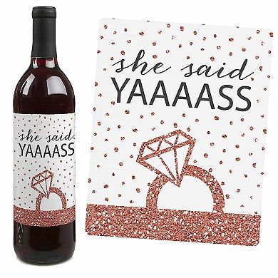 Big Dot Of Happiness Bride Squad - Rose Gold Party Decor - Wine Bottle Label Stickers - 4 Ct