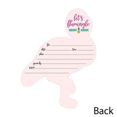 Big Dot Of Happiness Pink Flamingo - Shaped Fill-in Invitations With Envelopes - 12 Ct