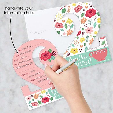 Big Dot Of Happiness 2nd Birthday Tea For Two - Shaped Fill-in Invitations & Envelopes 12 Ct