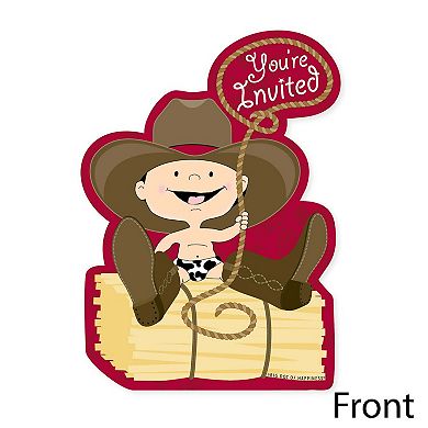Big Dot Of Happiness Little Cowboy - Shaped Fill-in Invitations With Envelopes - 12 Ct