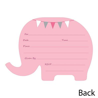 Big Dot Of Happiness Pink Elephant - Shaped Fill-in Invitations With Envelopes - 12 Ct