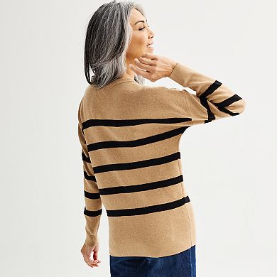 Women's Croft & Barrow® Drop Button Shoulder Pullover Sweater