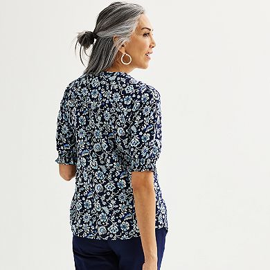 Women's Croft & Barrow® Woven Split Neck Shirt