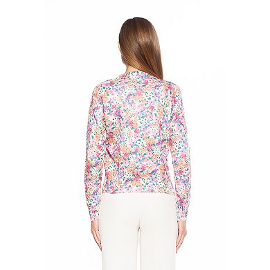 Women's ALEXIA ADMOR Calix Floral Knit Cardigan with Bow Detail