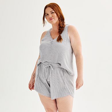 Plus Size Sonoma Goods For Life?? 2-pc. Rib Tank Top & Shorts Sleep Set