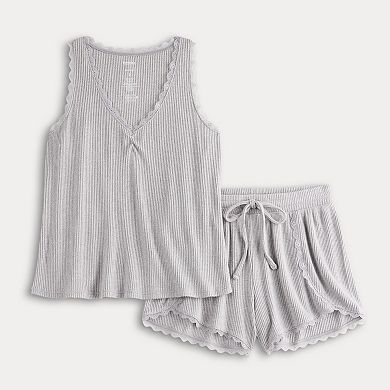 Women's Sonoma Goods For Life® Pajama Rib Tank Top And Pajama Shorts Sleep Set