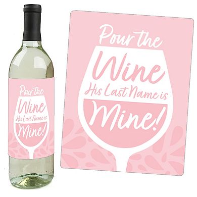 Big Dot Of Happiness Pink Elegantly Simple Party Favors Decor Wine Bottle Label Stickers 4 Ct