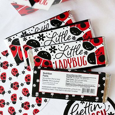 Big Dot Of Happiness Happy Little Ladybug - Candy Bar Wrapper Party Favors - 24 Ct