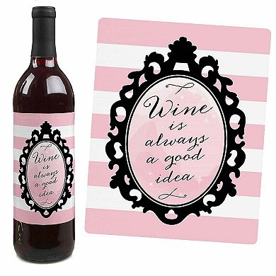 Big Dot Of Happiness Paris, Ooh La La - Party Decor - Wine Bottle Label Stickers - 4 Ct