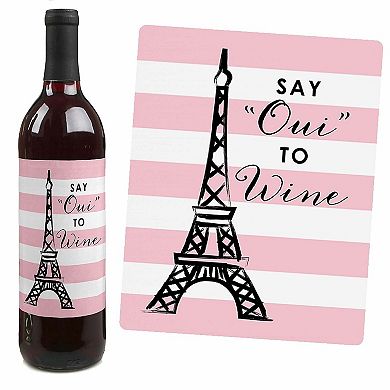 Big Dot Of Happiness Paris, Ooh La La - Party Decor - Wine Bottle Label Stickers - 4 Ct