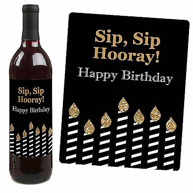 Big Dot Of Happiness Adult 30th Birthday Gold - Party Gift - Wine Bottle Label Stickers 4 Ct