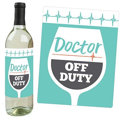 Big Dot Of Happiness Medical School Grad - Doctor Party Decor Wine Bottle Label Stickers 4 Ct