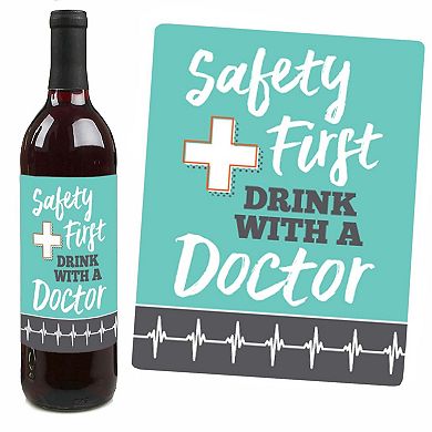 Big Dot Of Happiness Medical School Grad - Doctor Party Decor Wine Bottle Label Stickers 4 Ct