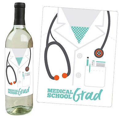 Big Dot Of Happiness Medical School Grad - Doctor Party Decor Wine Bottle Label Stickers 4 Ct