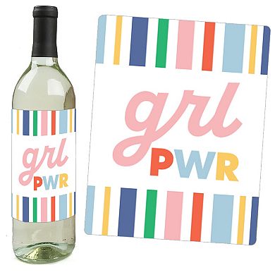 Big Dot Of Happiness Women's Day - Feminist Party Decor Wine Bottle Label Stickers - Set Of 4