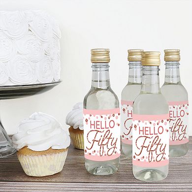 Big Dot Of Happiness 50th Pink Rose Gold Birthday Mini Wine Bottle Labels Party Favor 16 Ct