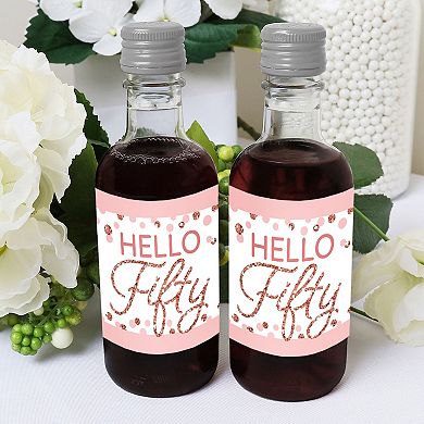 Big Dot Of Happiness 50th Pink Rose Gold Birthday Mini Wine Bottle Labels Party Favor 16 Ct