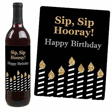 Big Dot Of Happiness Adult 100th Birthday Gold - Party Gift - Wine Bottle Label Stickers 4 Ct