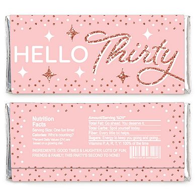 Big Dot Of Happiness 30th Pink Rose Gold Birthday Candy Bar Wrapper Party Favors 24 Ct