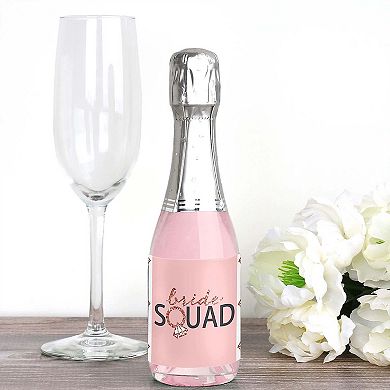 Big Dot Of Happiness Bride Squad - Mini Wine Bottle Label Stickers - Bachelorette Favor 16 Ct