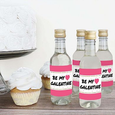 Big Dot Of Happiness Be My Galentine - Mini Wine Bottle Label Stickers Valentine's Day 16 Ct
