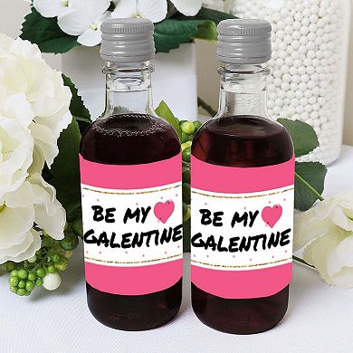 Big Dot Of Happiness Be My Galentine - Mini Wine Bottle Label Stickers Valentine's Day 16 Ct