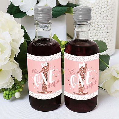 Big Dot Of Happiness 1st Birthday Little Miss Onederful Mini Wine Bottle Stickers Favor 16 Ct