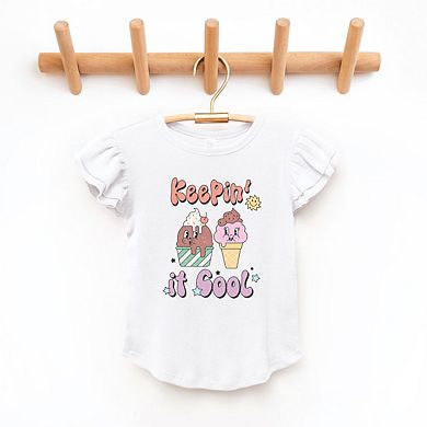 Keepin' It Cool Ice Cream Toddler Flutter Sleeve Graphic Tee
