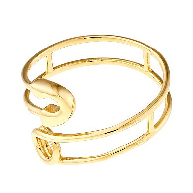 14k Gold Bypass Safety Pin Ring