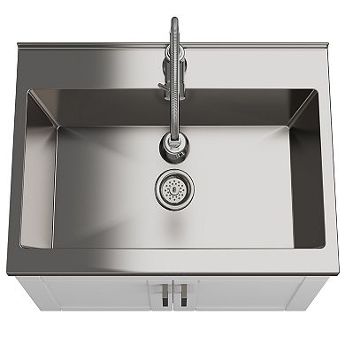 Simpli Home Hennessy Deluxe Stainless Steel Sink & Laundry Cabinet