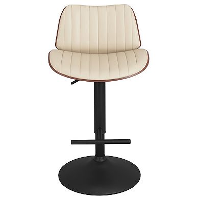 Simpli Home Goulding Adjustable Swivel Bar Stool in Cream Faux Leather
