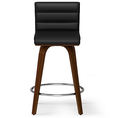 Simpli Home Roland Counter Height Stool in Black Faux Leather