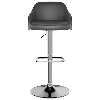 Simpli Home Hutton Adjustable Swivel Bar Stool in Charcoal Grey Faux Leather
