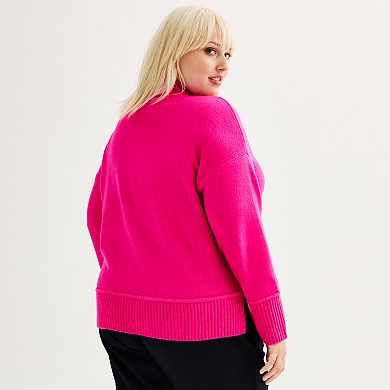 Plus Size Nine West Mock Neck Pullover Sweater