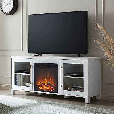 Finley & Sloane Quincy Rectangular Electric Log Fireplace TV Stand