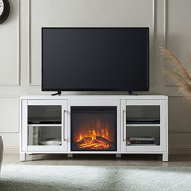 Finley & Sloane Quincy Rectangular Electric Log Fireplace TV Stand