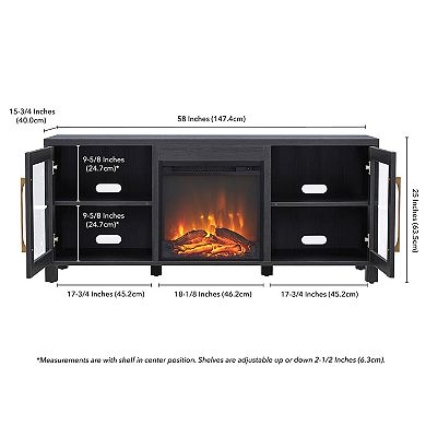 Finley & Sloane Quincy Rectangular Electric Log Fireplace TV Stand