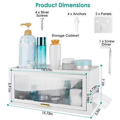 Wall-mounted Bathroom Storage Organizer With Dust-proof Transparent Magnetic Door