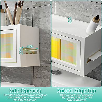 Wall-mounted Bathroom Storage Organizer With Dust-proof Transparent Magnetic Door