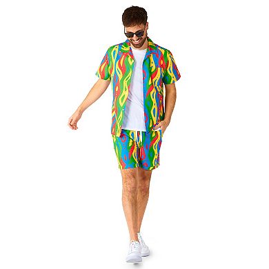 Men's OppoSuits Loopy Lines Print Short Sleeve Button Down Shirt & Shorts Set