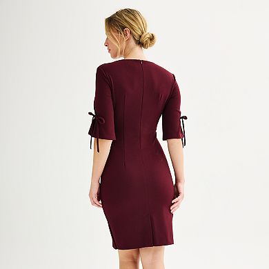 Women's Connected Apparel Elbow Tie Sleeve Sheath Dress